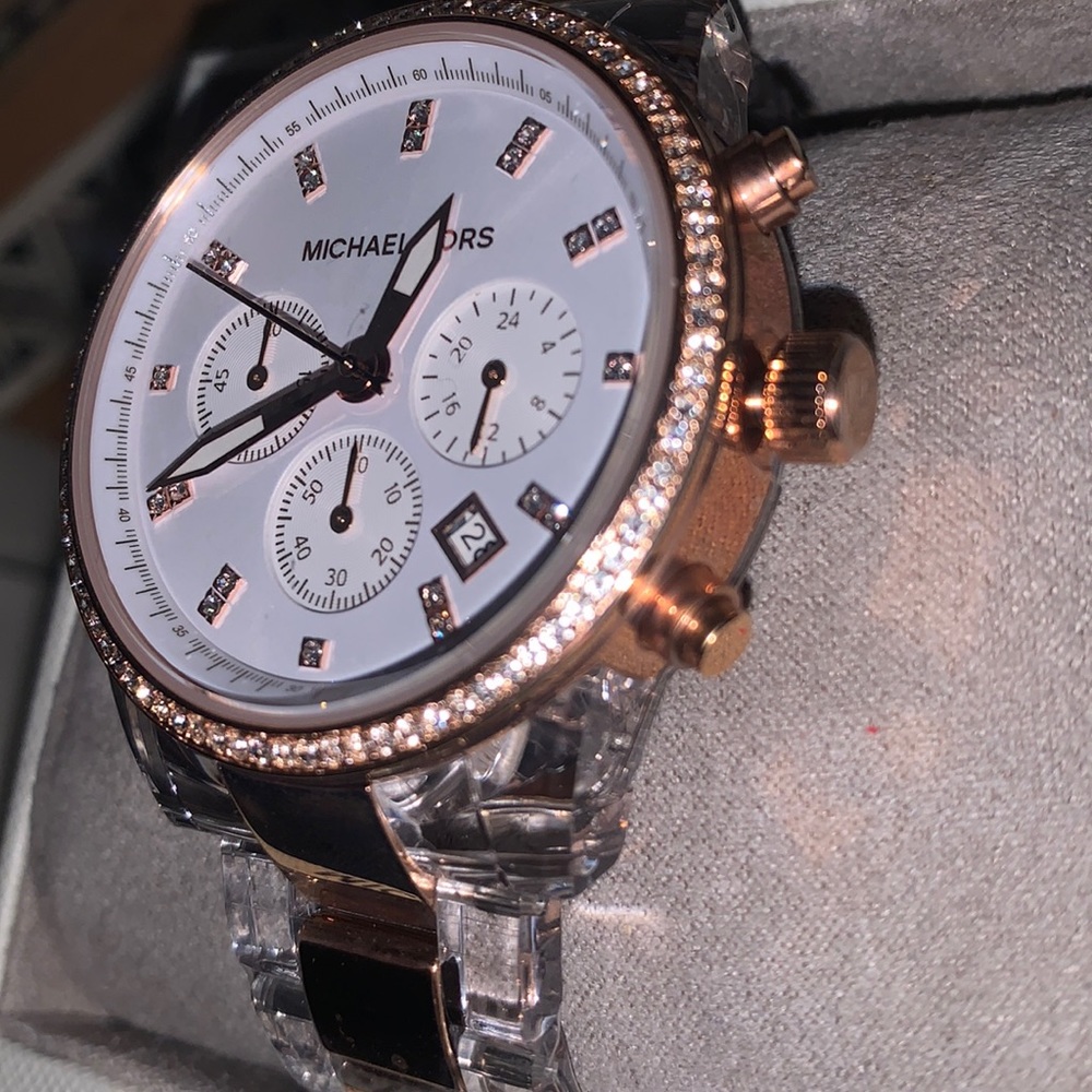 New MICHAEL KORS MK6347 ROSE GOLD TONE CHRONOGRAPH Watch New in original box - Picture 4 of 7